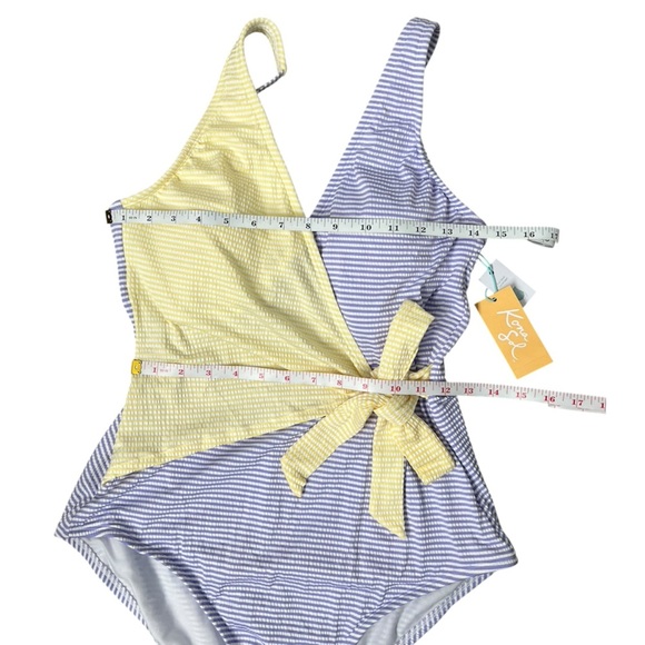 Kona Sol Yellow and Blue Striped One Piece Swimsuit - Picture 5 of 11